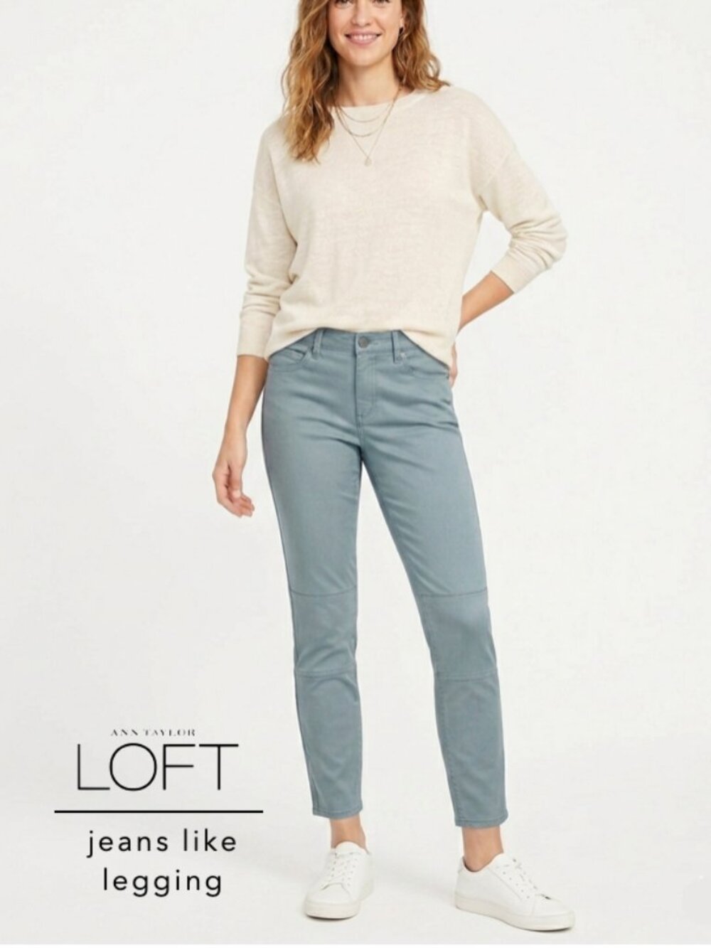 2/$29 Loft stretchable soft legging size 30 / 10 grey blue pants - Picture 1 of 7